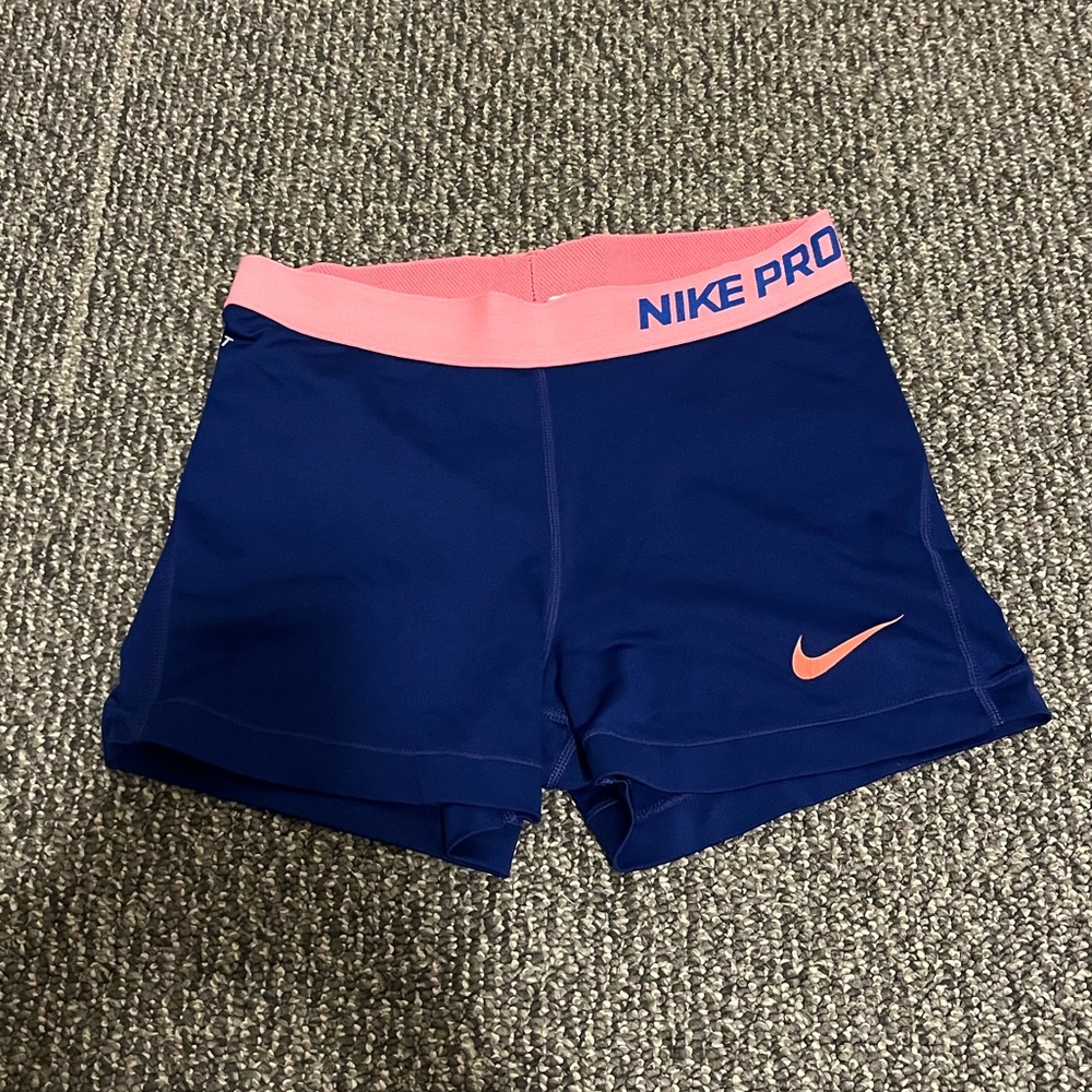 Blue and Pink Nike Pro Shorts